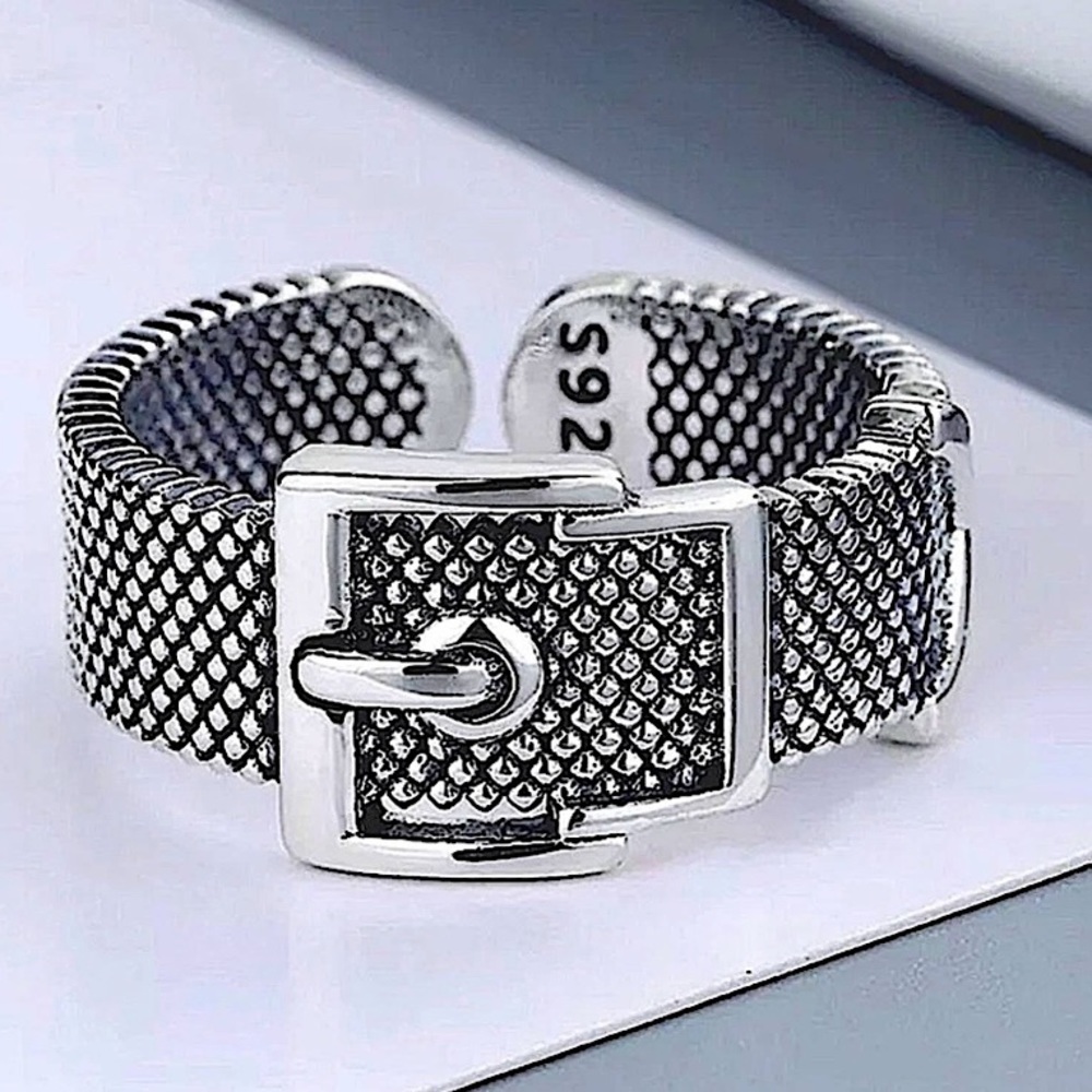 Sterling Silver Belt Buckle Ring